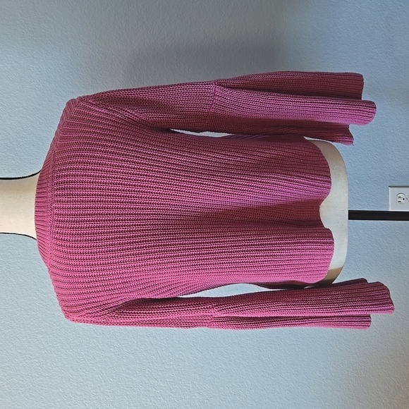 FREE PEOPLE Damsel Cotton Flare Sleeve Sweater Pink Sz Small - Picture 8 of 12